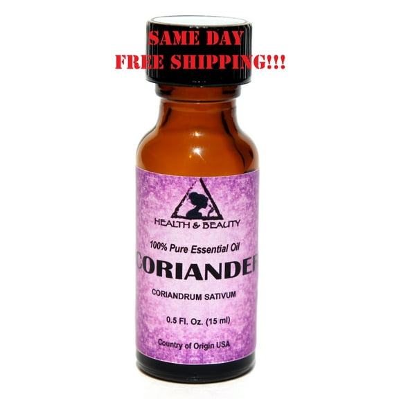 CORIANDER ESSENTIAL OIL AROMATHERAPY 100% PURE NATURAL GLASS BOTTLE 0.5 OZ 15 ML