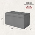 thumbnail image 6 of Skandiquip 30" Large Storage Ottoman with French Linen Lid and Sides, Comfy Footstool for Living Room, Bedroom, No Assembly, 660 Lb Capacity, Light Grey, 6 of 7