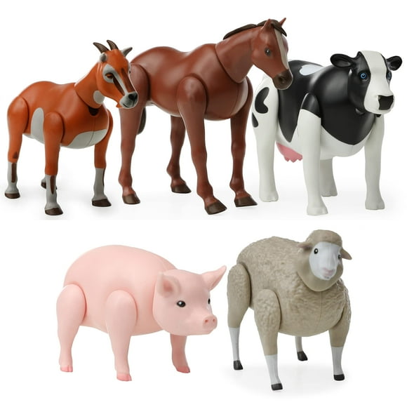 Beverly Hills Doll Collection Farm Animal Toys Set of 5 Large Toy Farm Animals for Toddlers Plastic Animal Figures Realistic Animal Figurines for Kids Barn Animals