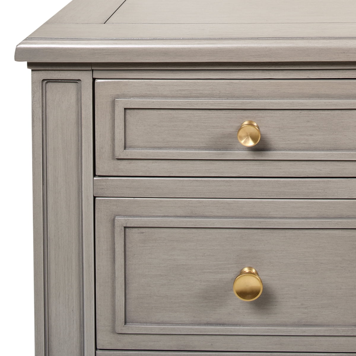 Newboti Furniture Dauphin Gold Accent 5-Drawer Wood Executive Desk Grey Cashmere Rubber Wood & Veneer BN.5704