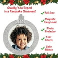 thumbnail image 3 of 2024 Picture Frame Ornament, Magnetic Glitter with Photo Protector, Round, Gold 3-Pack, 3 of 7