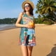 thumbnail image 3 of Easygdp Coastal Cat By The Window para Vestido Transpirable de Mujer, Vestido Suelto de Manga Corta con Pliegues y Bolsillos para el Verano, 3 of 7