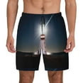thumbnail image 2 of Picia Peggy's Cove Lighthouse pattern Mens Swim Trunks with Compression Liner Stretch Beach Shorts Quick Dry with Zipper Pockets No-Chafing Board Shorts-3X-Large, 2 of 9