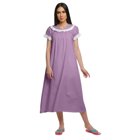 

Moomaya Printed WoMen s Cotton Nightwear Short Sleeve Sleepwear Nightdress
