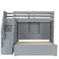 thumbnail image 6 of Harper & Bright Designs L-Shaped Bunk Bed Twin over Full Size with Wardrobe and Bookshelf, Storage Stairway Bunk Bed with USB Charging Station and LED Light for Bedroom, Gray, 6 of 16