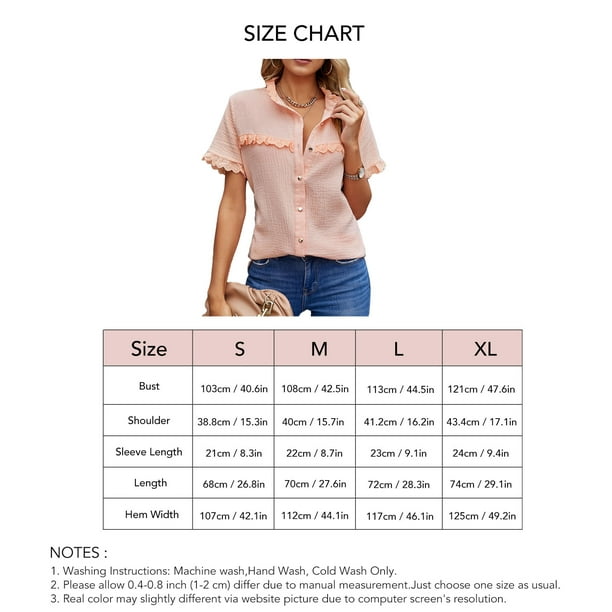 Ruffled Short Sleeves Shirt, Cute Buttoned Top For Women Loose
