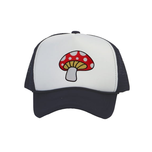 Top Headwear Men's Mushroom Hat - Enchanted Fungi Trucker Snapback Cap White/Navy