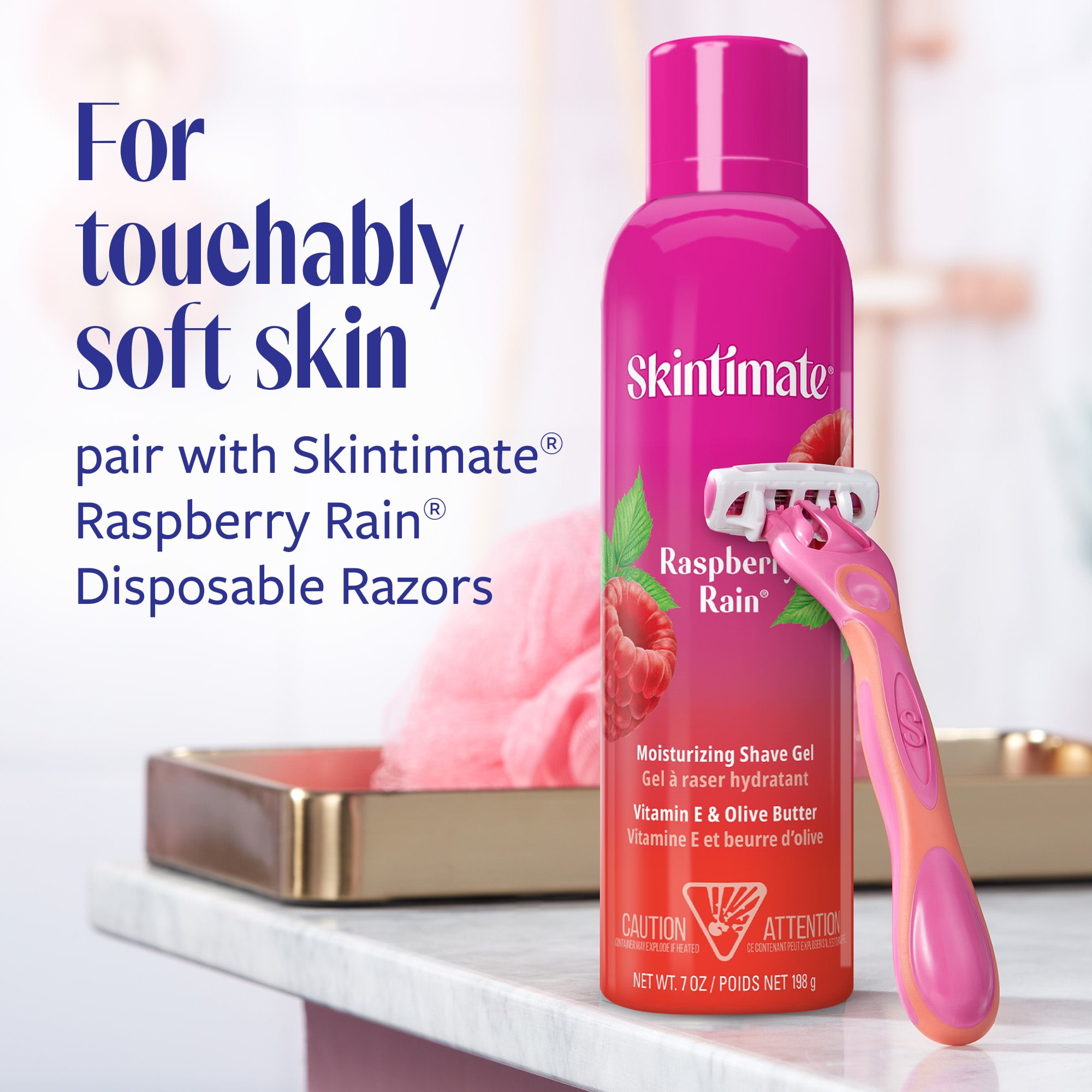 Skintimate Raspberry Rain Shave Gel for Women, Moisturizing Shaving Cream, 7  oz 