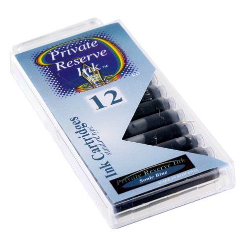 Private Reserve Ink 12 Pack Universal Size Fountain Pen Cartridge Blue Sue ... 