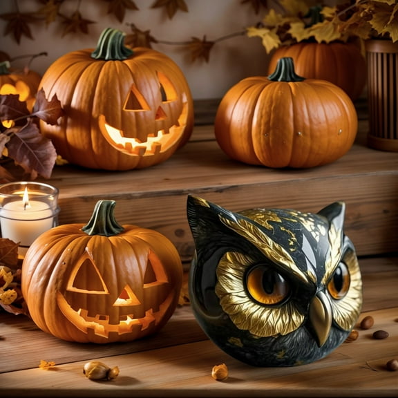 Owl Sculpture, Elegant Modern Home Decor Figurine with Handcrafted Smooth Polished Texture, Gifts for Animal Lovers Women Men(Resin Material)