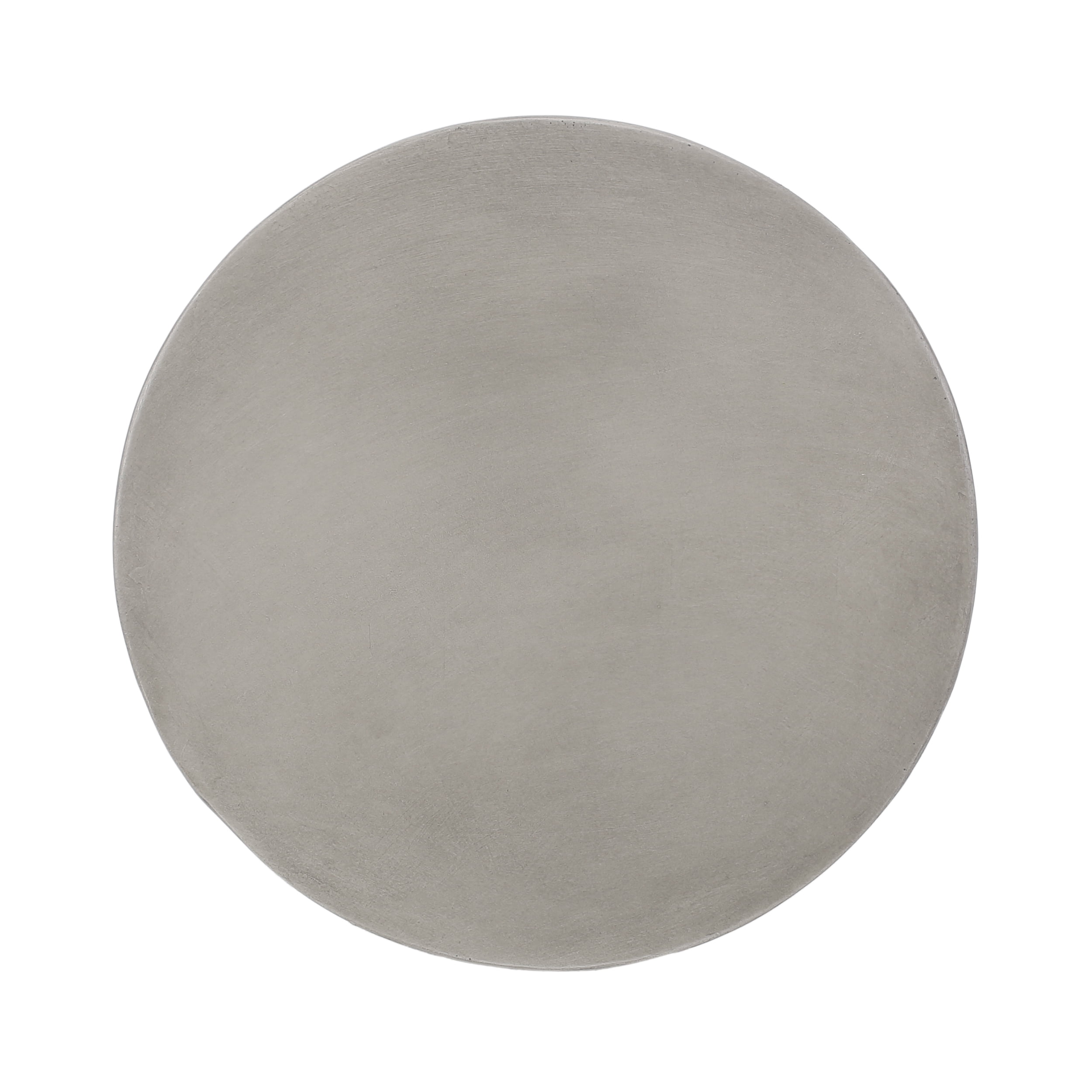 Light Gray Magnesium Oxide Outdoor Side Table with Hourglass Pedestal, 18 in x 18 in x 20.25 in