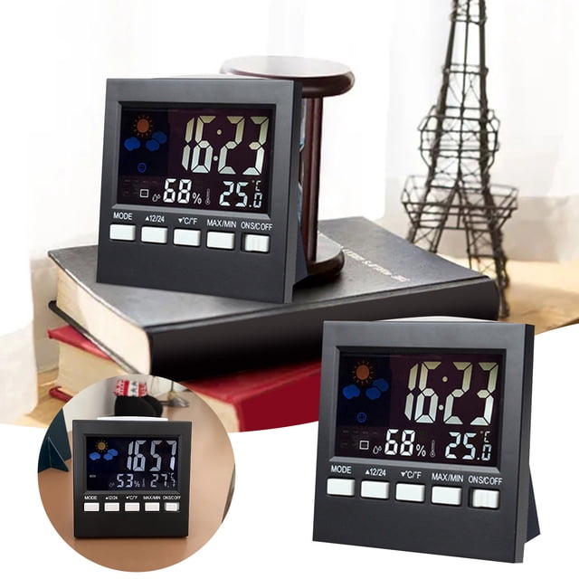 Boreal Craft Desktop Clock Alarm Colorful LCD Screen Sound Control Backlight Digital Clock Date Calendar Desk Watch Wireless Cooking Digital Stopwatch Work Timer Kids Timers Visual Kids Toothbrush