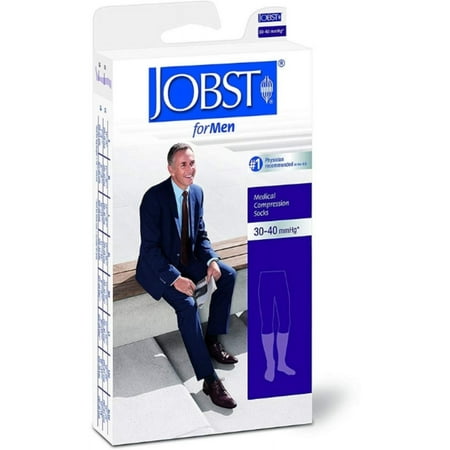 Jobst for Men Ribbed 30-40 Knee High Compression Socks Black Medium