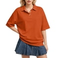 thumbnail image 2 of Dresfit Polo Shirts Womens Button Down Golf Shirts 2026 Summer Short Sleeve Collared Tennis Tops Oversized Solid Plus Size Golf T Shirts L, 2 of 6