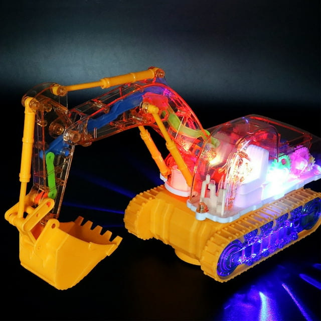 Dvkptbk Childrens Plastic Toy Car Children's Universal Transparent Gear Mining Toy Car Music Lighting Engineering Vehicle Simulation Model Education