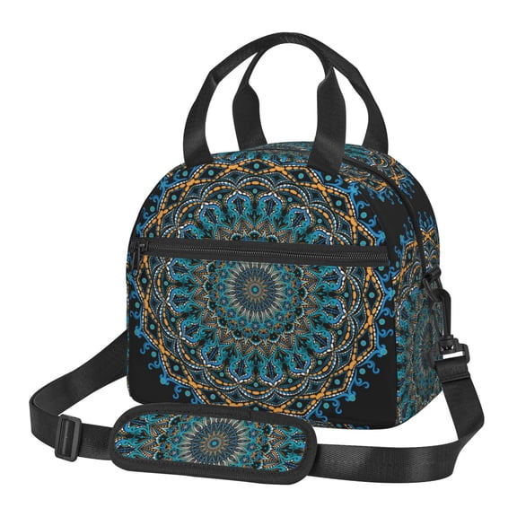 Fuzoiu Mandala Print Insulated Lunch Bag for Women Men Large Reusable Lunch Box Adult Leakproof Portable Cooler Tote Bags for Work Picnic