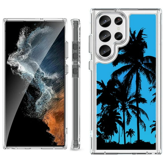 Shockproof Bumper Phone Case for Samsung Galaxy S23 Ultra 5G, by OneToughShield ® - Tropical Summer