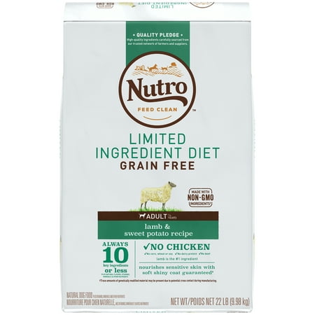 NUTRO Limited Ingredient Diet Lamb & Sweet Potato Flavor Dry Dog Food for Adult Dog, 22 lb. Bag