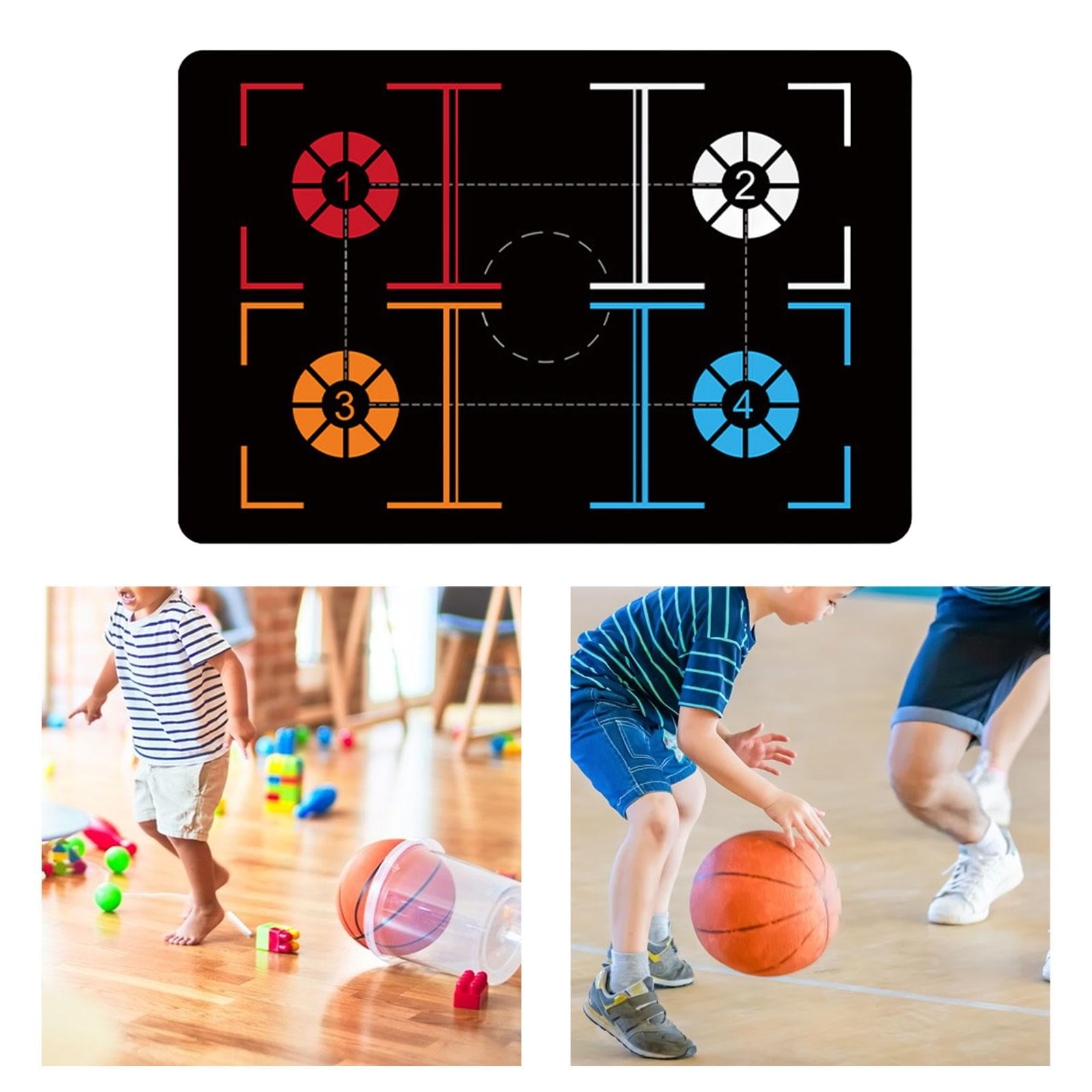 DimyFew Basketball Training Mat Antislip Mute Dribbling Ball Control Basketball Footstep Red White