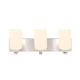 thumbnail image 3 of Aspen Creative 62220, Three-Light Metal Bathroom Vanity Wall Light Fixture, 22" Wide, Transitional Design in Satin Nickel, 3 of 6