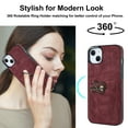 thumbnail image 6 of Allytechgroup iPhone 15 Plus Wallet Case with Cards Slots, Ring Holder Stand Slim Fit Anti-Scratch Drop Protection Shockproof Phone Case for Apple iPhone 15 Plus, Winered, 6 of 9