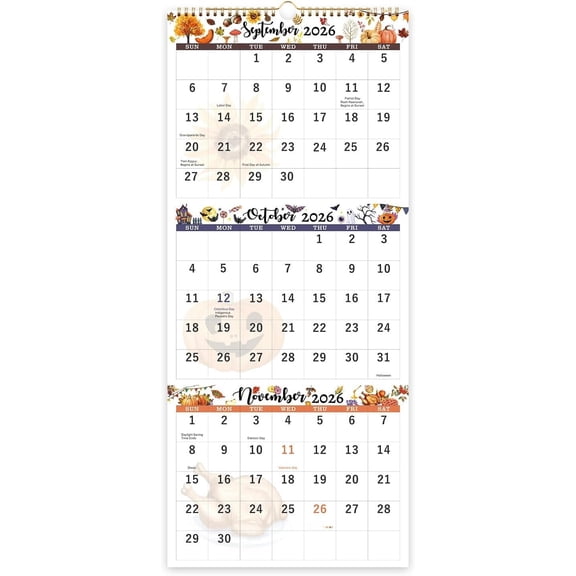 Calendar 2026-2027 - 3-Month Wall Calendar