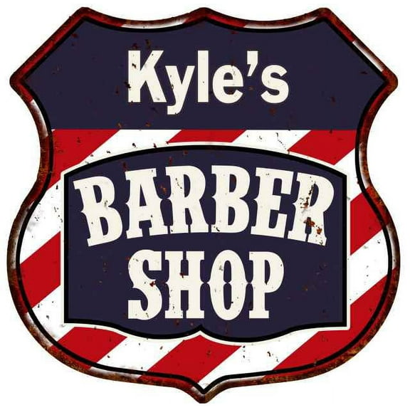 Kyle's Barber Shop Sign Shield Metal Gift Hair Gift 211110020129