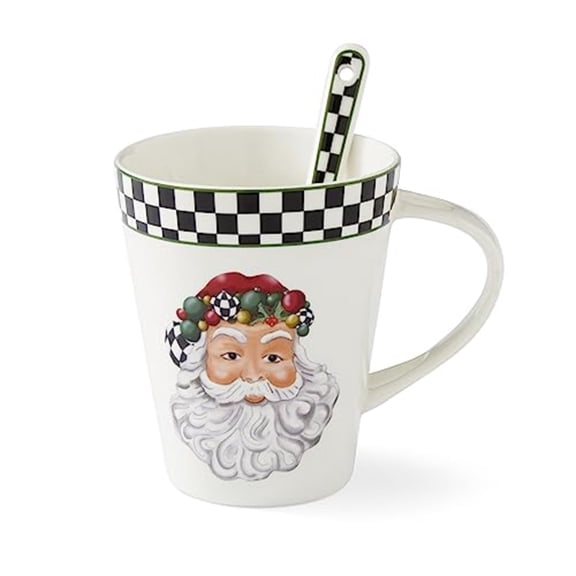 Christmas Tree - Black and White Figural Collection Black and White Christmas Mug and Spoon Set