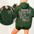 thumbnail image 2 of "God Is Within Her She Will Not Fall" Christian Hoodie - Psalm 46:5 Bible Verse Pullover with Pink Bow Design, 2 of 6