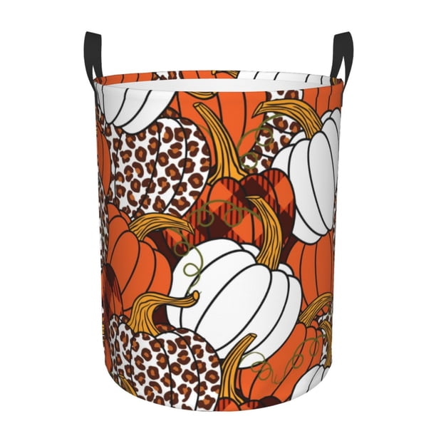 Balery Various Pumpkins Cesta de ropa redonda con asas, impermeable, independiente, para ropa, juguetes, dormitorio y familia-Medium