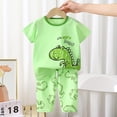 thumbnail image 2 of Splozh Toddler Boy Summer Pajamas Infant Kids Toddler Girls Soft Comfy Short Sleeve Cotton 2 Piece Sleepwear Pajamas Set Dark Blue,3-4 Years, 2 of 5
