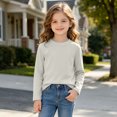 thumbnail image 3 of StSilkitty Kids Long Sleeve T-Shirts Cotton Crewneck Basic Tees Tops Lightweight Casual School Uniform Shirts Size 1-11, 3 of 8
