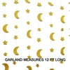 Gold Glittery Moon And Star Garland Banner Nursery Decoration Twinkle Twinkle Little Star Sparkling 12 Ft Party Supplies Background Decor. Great For Parties, Birthdays, Holidays, Baby Showers And More