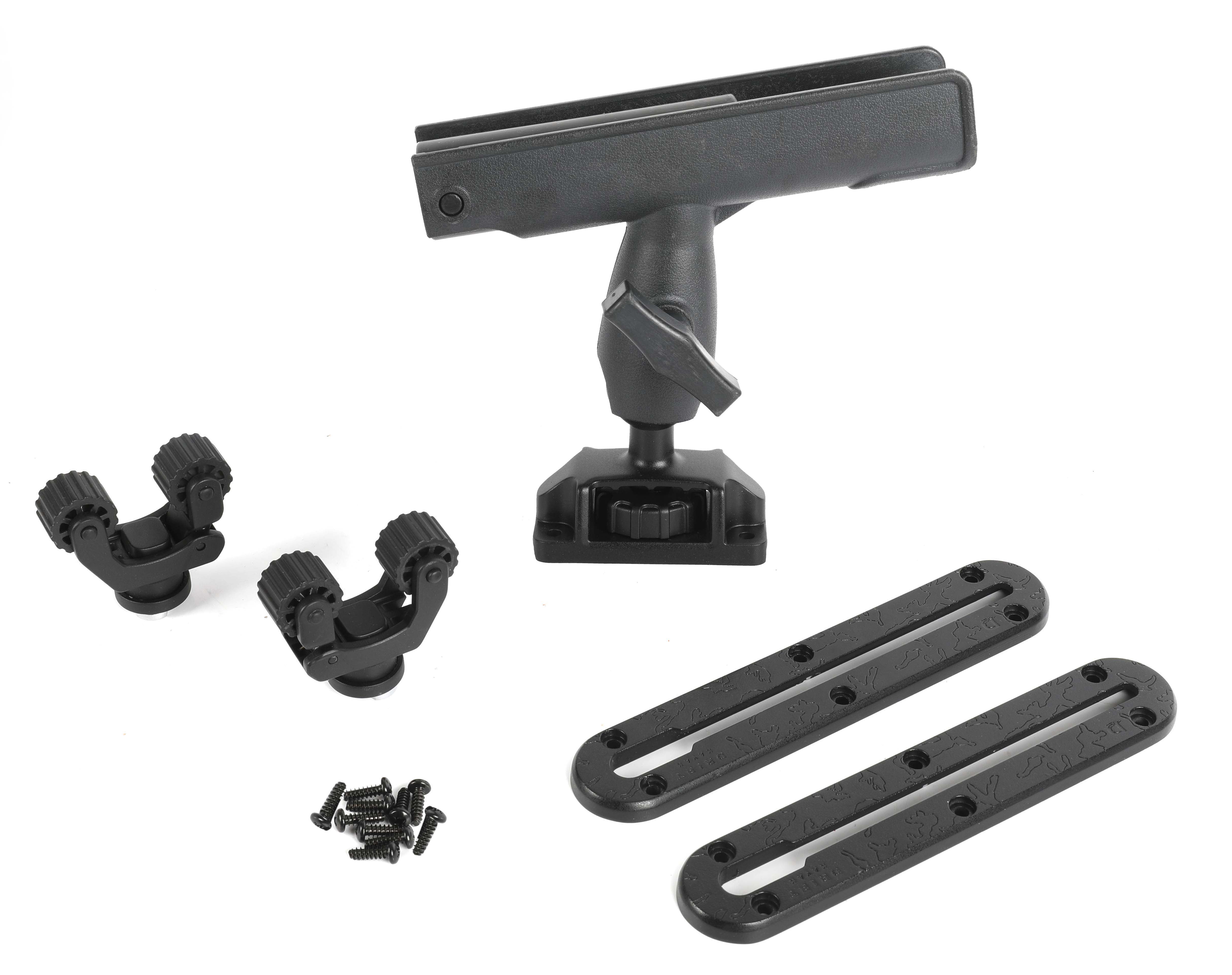 (2 pack) D DRIFT ALL THINGS WATER Kayak Track Mount Kit with Rod Holder and Paddle Clips, 9in Tracks, Black