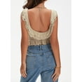 thumbnail image 5 of Mevireiy Women Y2K Going Out Crop Tops Mesh Ruffle Hem Asymmetrical Low Cut Party Tank Tops, Brown, M, 5 of 8