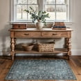 thumbnail image 2 of Luria Rugs Easy Care 4' x 6' Non-Slip Small Area Rug for Kitchen, Entryway, Bedroom, Living Room, Office Vintage Floral - Stain Resistant & Durable, Moreno Collection - Teal/Navy, 2 of 6