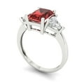 thumbnail image 2 of 2.82 ct Emerald Cut Natural Garnet 3 Stone 18K White Gold Womens Engagement Ring, 2 of 5