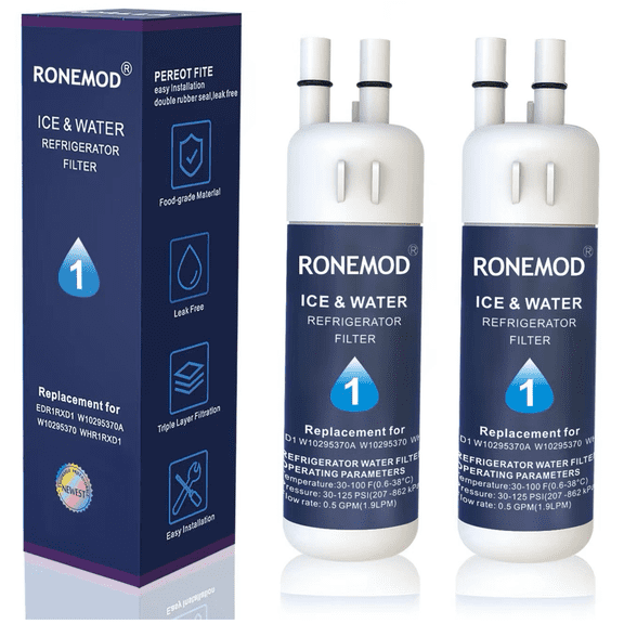 EDR1RXD1 Water Filter 1 Replacement Compatible with W10295370A WHR1RXD1 EDRIRXD1B 9081 9930 46-9081 46-9930 P5WB2L, 2 Pack