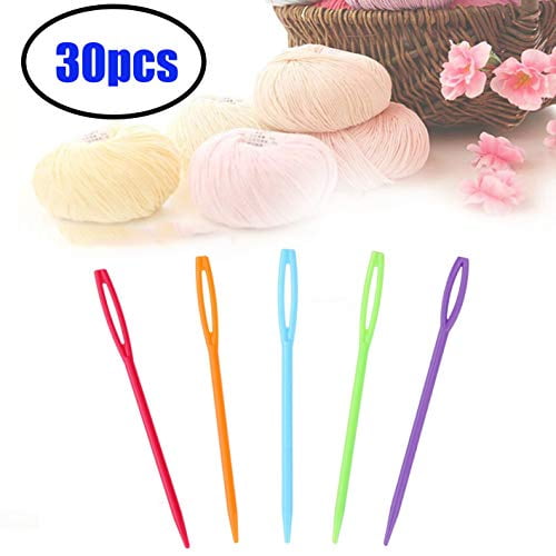 30 Pieces Colorful Large Eye Plastic Sewing Needles ?Safety Plastic Lacing Needles for Crafts