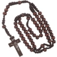 thumbnail image 1 of Beaded Cross Necklace Handmade Natural Beads Vintage Woven Chain Jewelry for Men Women Perfect for Birthdays Holidays, 1 of 4