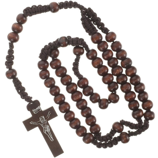 Beaded Cross Necklace Handmade Natural Beads Vintage Woven Chain Jewelry for Men Women Perfect for Birthdays Holidays