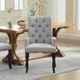thumbnail image 3 of S-HOME Elegant Tufted Accent Dining Chair in Soft Chenille Fabric with Curved Solid Wood Legs, for Dining Room or Kitchen, Beige, 3 of 17