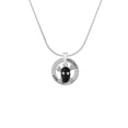 thumbnail image 2 of Delight Jewelry Silvertone Small Black Resin Skull with Clear Crystals Hockey Ring Charm Necklace, 18", 2 of 4