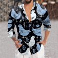 thumbnail image 2 of Christian T Shirts for Men Fashion Digital 3D Printed Long Sleeve Lapel Button Down Business Casual Clothing for Men,Black,L, 2 of 5