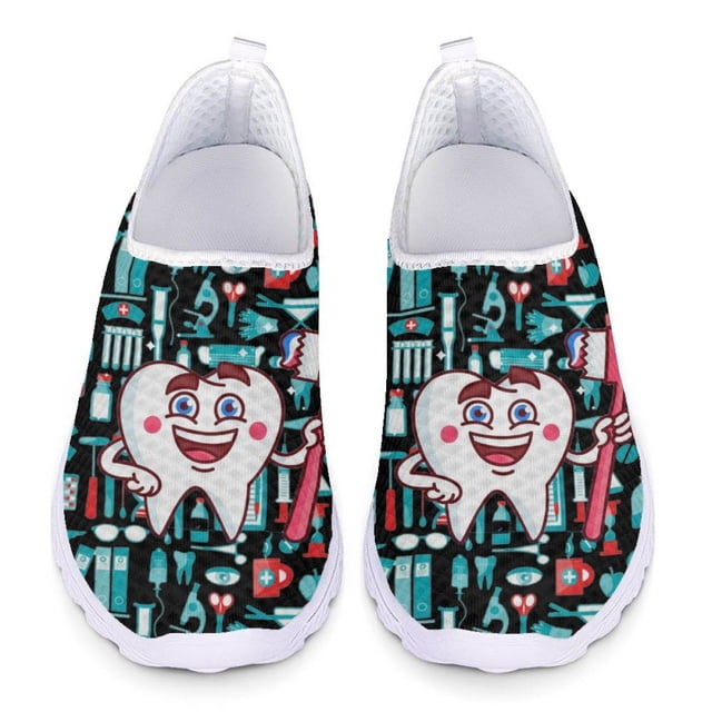 Zapatos de enfermería Kawaii Dental Teeth, zapatillas de trabajo para dentistas de hospital, cómodas y ligeras, zapatos planos de malla