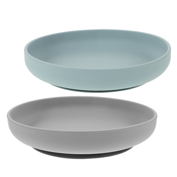 HEMOTON 2pcs Elderly Self Feeding Silicone Suction Plate Non Skid Base Plate Disabled Unbreakable Dinner Plate Senior Tableware for Home Dining