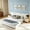 Beige, variant on AUU Extra Large Queen Size Platform Bed – Soft Chenille Fabric Frame, Curved Headboard, Reinforced Electroplated Metal Legs, Flexible DIY Side Space Design