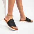 thumbnail image 1 of Zapatillas Sandalias planas para mujeres no es deslizamiento para viajes al aire libre (36) Negro, 1 of 8