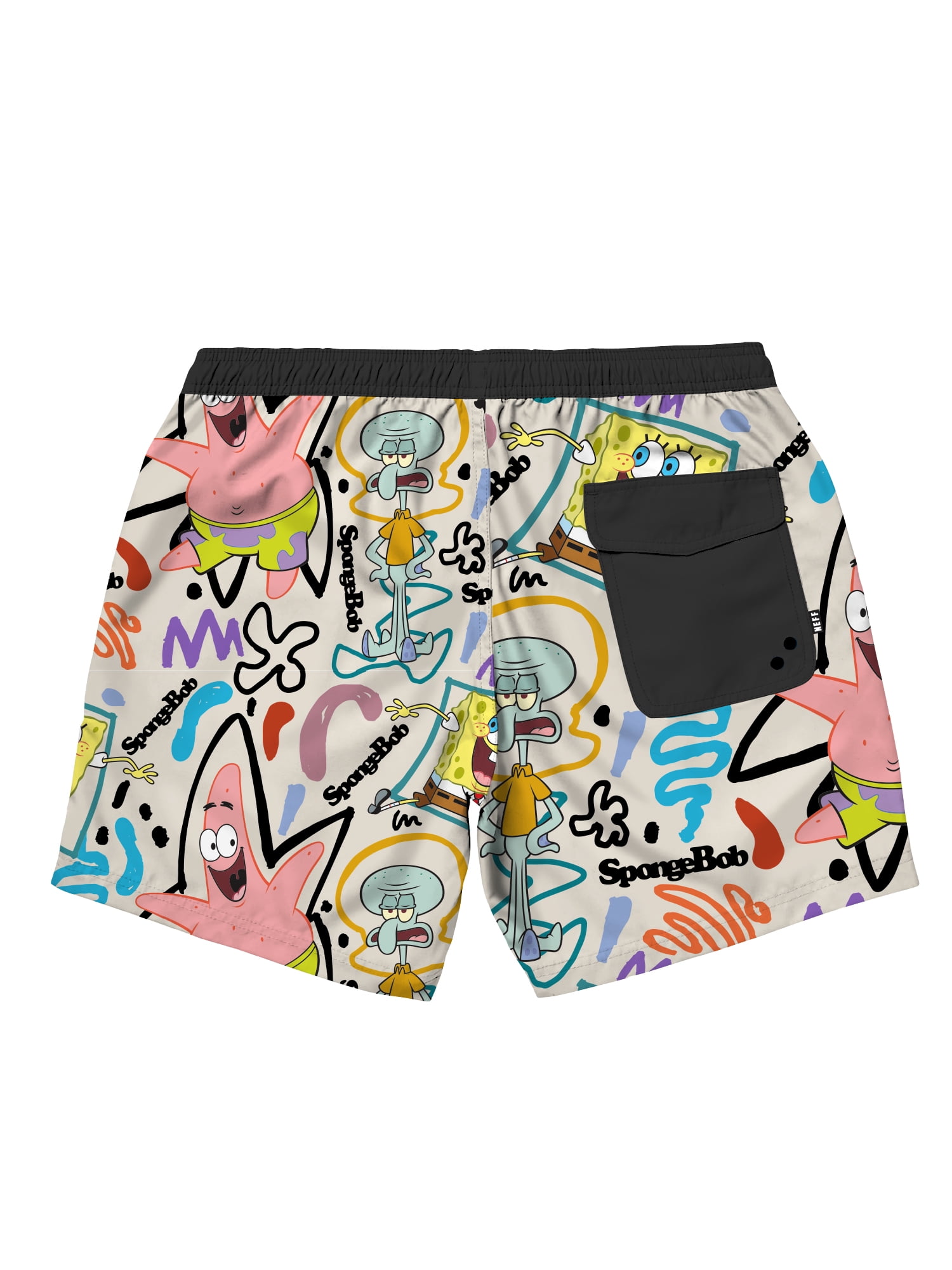 Neff Men's and Big Men's SpongeBob SquarePants Print Swim Trunks, Sizes S-3XL