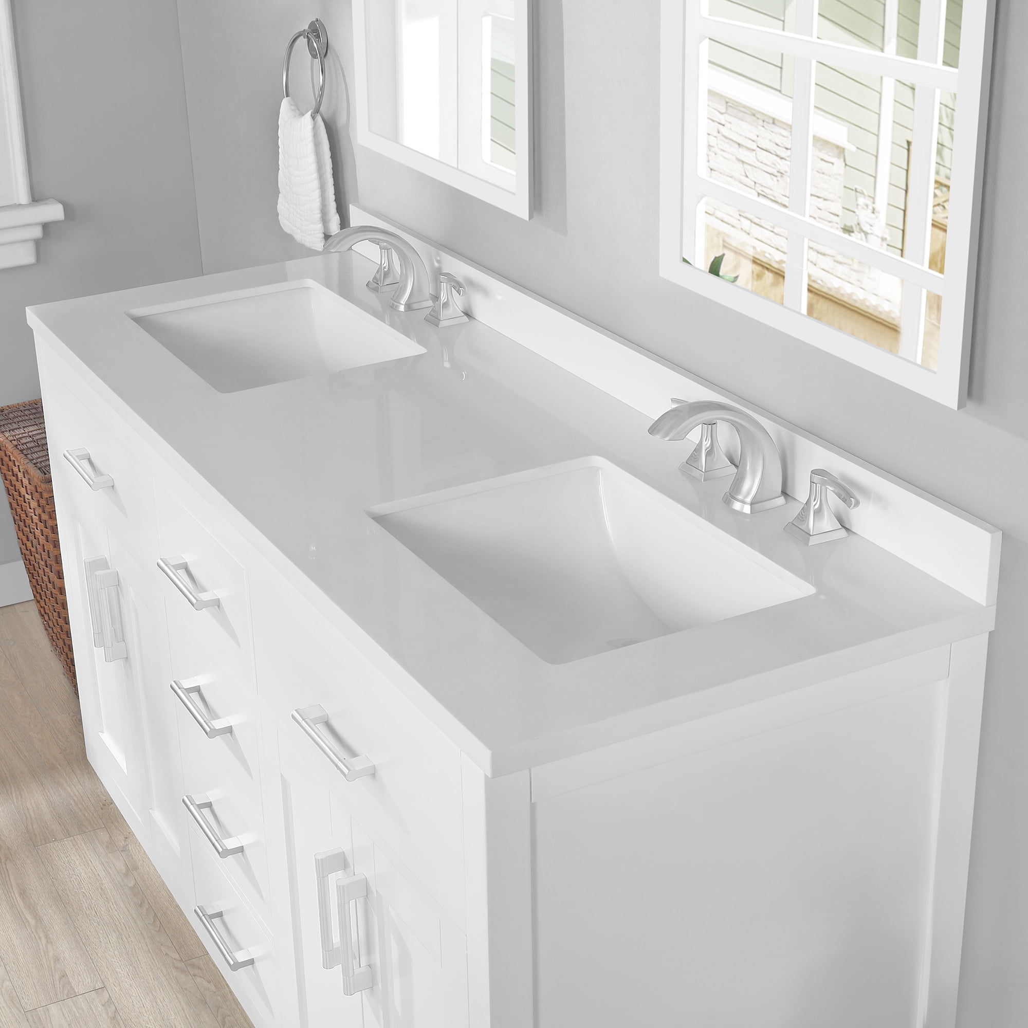 Ove Decors Bailey 60 W x 22" D Freestanding Bathroom Vanity with Double Sink, Pure White